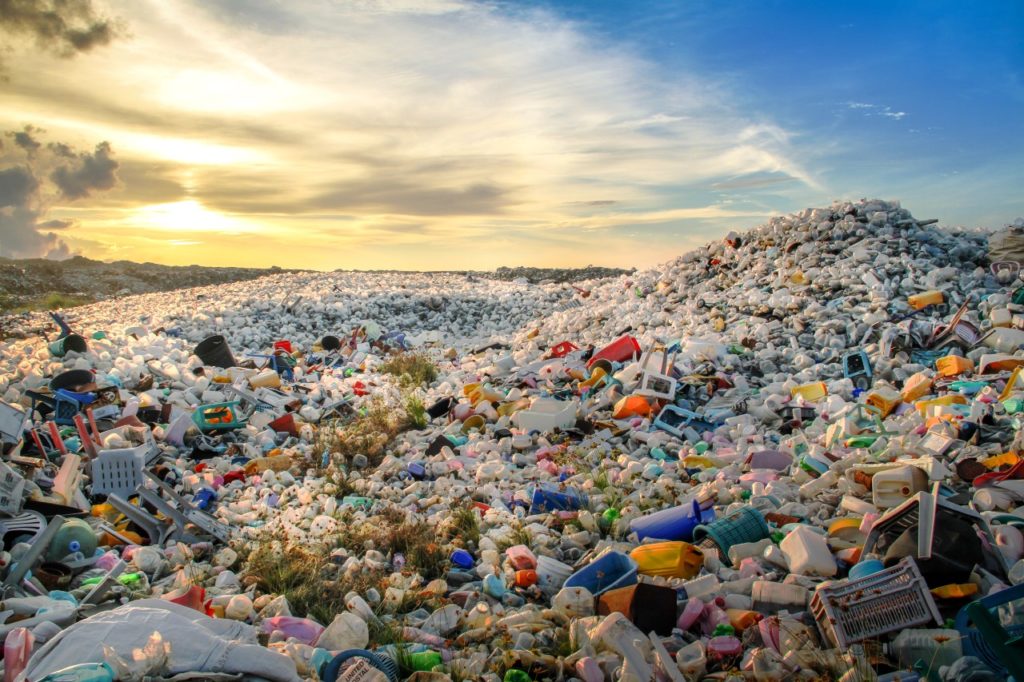 Landfill Plastic Bottles Sunset