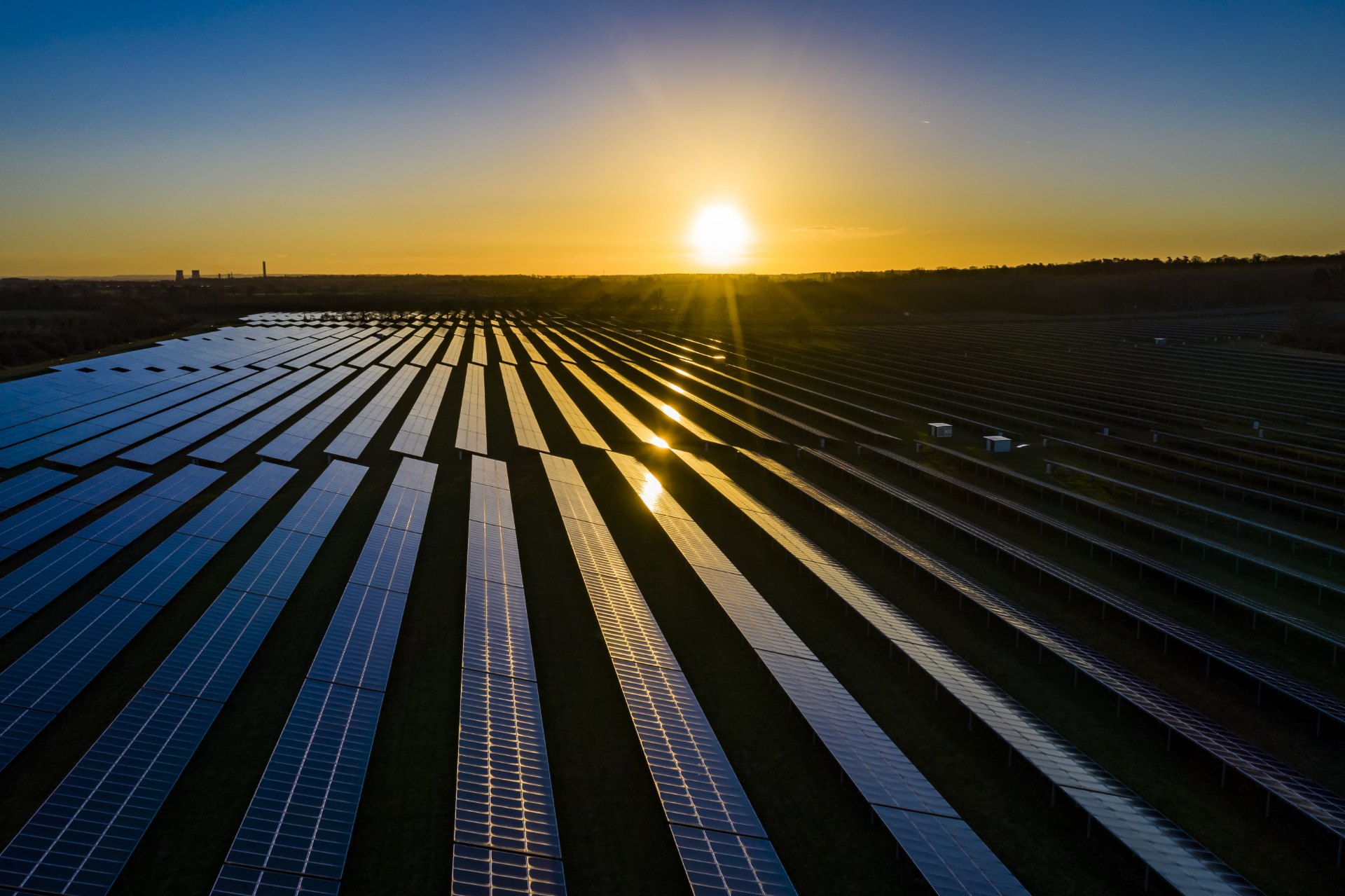 Solar panels at sunrise