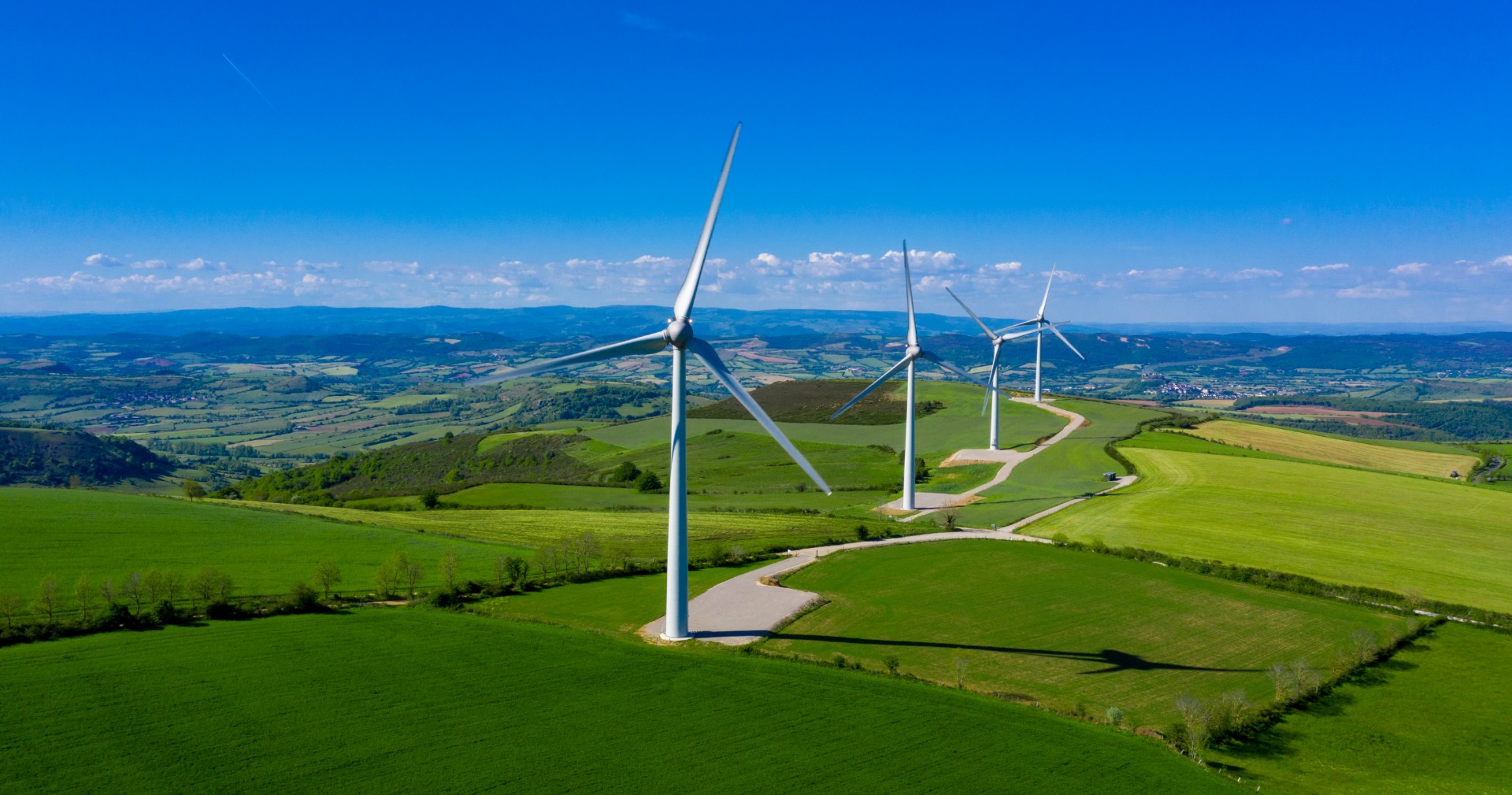 Wind turbines in a field